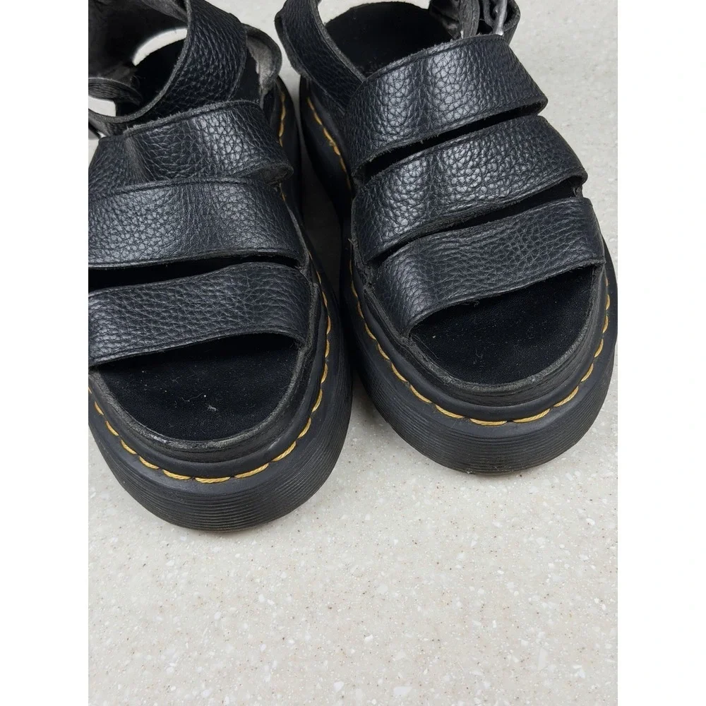 Dr Martens Sandals Women's 6L Black Leather Gladiator Platform Clarissa‎ II Quad
